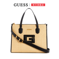 【GUESS】雙層紋理大容量手提托特包(黑)