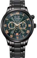 CITIZEN 星辰錶 Eco-Drive 極光月相時尚大錶面腕錶(AP1055-87X)-42mm-綠面鋼帶【刷卡回饋 分期0利率】【APP下單4%點數回饋】