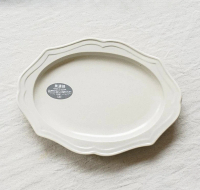 [日本製]        BISQUE 美濃燒 FRAME系列復古花邊 椭圓碟 (淺米黄色/大)