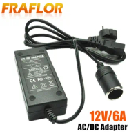 AC DC Power Adapter With 12V 6A Output Car Cigarette Lighter Socket Power Converter Adapter Inverter AC 100V 220V 240V To DC 12V
