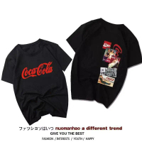 Kaos Lengan Pendek Kolaborasi Coca-Cola Fanta Sprite Pakaian Coca-Cola Pepsi Unisex Pasangan Trendy 