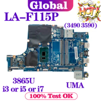 KEFU LA-F115P Mainboard For Dell Latitude 3490 3590 Laptop Motherboard 3865U i3 i5 i7 6th/7th Gen UMA DDR4