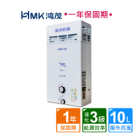 HMK 鴻茂 屋外防風型自然排氣瓦斯熱水器10公升H-6130(NG1/LPG RF式 原廠保固不含安裝)