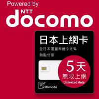 【citimobi 上網卡】DOCOMO日本5天上網吃到飽不限量