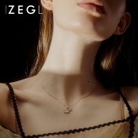 ZEGL銀杏葉貝殼小裙子項鏈女925純銀輕奢小眾高級設計感鎖骨配飾