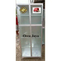 LEMARI PIRING/RAK PIRING MINI FULLBOX 2PINTU BAWAH KERAMIK / RAK PIRING ALUMINIUM / FREE ONGKIR 35 K