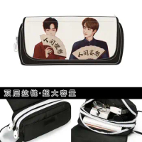 Xiao Zhan Wang Yibo Cute Pencil Case The Untamed Canvas Student Casual Pencil Bags Storage Bags Stationery Office Supplies Gift