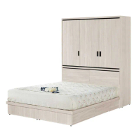 【BODEN】曼珊5尺雙人衣櫃型床組(衣櫃型床頭箱+四抽收納床底-不含床墊)