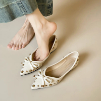 Weiwei Lady 696-18 Women's summer shoes with pointed toes and French-style ribbon knot decoration, e