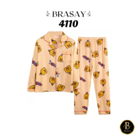 Brasay Baju Tidur Wanita Piyama Cewek Set Lengan Panjang Celana Panjang Style Korea Dewasa 4110