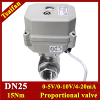 Taifan 1" Metal Gears High Quality Modulating Valve DN25 Electric Flow adjusting Valve 0-10V or 4-20mA CE Certified SS304 15Nm