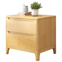 【WELAI】日式橡膠木現代小型家用床頭櫃-多尺寸(床邊儲物櫃 原木色 抽屜櫃 斗櫃)