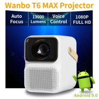 Wanbo T6 MAX Projector 4K 1080P Android 9.0 Mini Projector 13000 Lumens 5G WiFi Projector AI Voice for Office Home Cinema