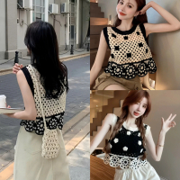 Áo ba lỗ nữ A03 sát nách dệt kim len lỗ kiểu cổ tròn họa tiết thuê hia nổi QC By Maiclothing