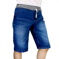 CELANA PENDEK PRIA JEANS KOLOR RIP PINGGANG KARET