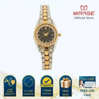 Mirage Jam Tangan Wanita Permata Analog RX 1580 L Silver Gold Original Stainless Plat Hitam
