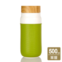 乾唐軒活瓷 | 大道至簡隨身杯 / 大 / 單層 / 仿木紋蓋 / 5色 500ml-牙白綠