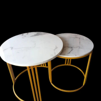 meja Pilar Lurus rangka besi top table HPL marmer Furniture