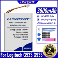 HSABAT 3800mAh 533-000132 Battery for Logitech G533 G933 G533S G933S g935 Headset Batteries