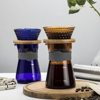 耐熱玻璃手沖咖啡壺套裝彩色濾杯咖啡滴漏壺刻度量杯家用分享壺