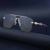 2023 Retro Box Sunglasses Men's Half Frame Cut Edge Sunglasses Women's Fashion Glasses UV400 Vintage Luxury Sunglasses Oval