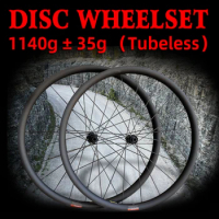1140g 700C Carbon Spoke Gravel Carbon Wheels Road Bicycle Wheel Tubeless Disc Carbon Rims 30 42 55 Depth Wheelset