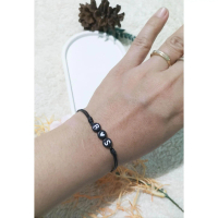 Gelang tali hitam inisial 2 huruf dan love/ Gelang Couple tali request huruf