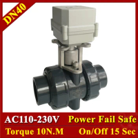 Tsai Fan Normal Close Actuated Valve 2 Way PVC 1-1/2" AC110-230V 2/5 Wires DN40 Normal Close Electric Valve On/off IP67 CE