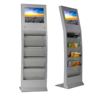 17"/19" inch Multimedia LCD Ad Player With Magazine/Book Shelf touch screen kiosk,Floor Stand LCD Touch Advertising Panel