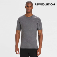 【Rewoolution】男HERO 140g短袖T恤-(碳灰/火焰紅)REAB2MC5030(羊毛衣 T恤 登山必備 吸濕排汗)