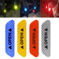Safety door reflective stickers for car warning sign reflective tape motorcycle helmet luminous sticker 4pcs/set