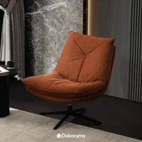 Dekoruma Tenzo LUGO Accent Chair / Kursi Sofa Ruang Tamu 1 Seater Bahan Kain Premium Terracotta