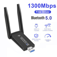 USB WiFi adapter 1300mbps Bluetooth 5.0 dual band 2.4g 5.8g WiFi network card wireless Ethernet WiFi dongle external antenna
