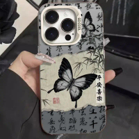 เคสซิลิโคนปากกาขอบผีเสื้อ, เคสป้องกัน, เคสวินเทจ, เข้ากันได้กับ iPhone 16, ip 15, ip 12, ip 11, ip X
