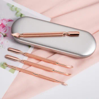 4Pcs/Set Portable Stainless Steel Dual-End Nail Cuticle Pusher Nail Art Files Gel Polish Remove Manicure Care Groove Clean Tools