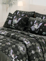 ชุดผ้าปูที่นอน 5 ฟุต 6 ชิ้น (คิงไซซ์) รุ่น Micro Digital Print ลาย Kuromi ลิขสิทธิ์ Sanrio แท้ JP021