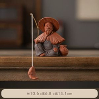 姜太公釣魚擺件陶瓷禪意人物姜子牙漁翁盆景假山魚缸造景裝飾擺設