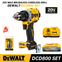 DEWALT DCD800 Cordless Drill Driver 20V Lithium Battery 2000 RPM Brushless Motor Rechargeable Drill Power Tools DCD800 SET
