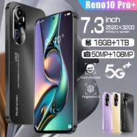 Global Reno 10 Pro+ 7.3HD 50MP+108MP Screen 16G+1TB Smart Phone 7800Mah Android13 Celulare Dual Sim Face Unlocked NFC 5G Phone