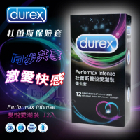 【Durex 杜蕾斯】雙悅愛潮裝衛生套 12入/盒﹝飆風碼+顆粒螺紋+舒適裝﹞ 情趣用品(保險套 安全套 衛生套)