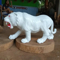 Patung macan putih kayu trembesi murah terbaru