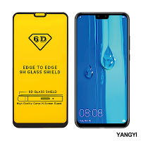揚邑 HUAWEI Y9 (2019) 全膠滿版二次強化9H鋼化玻璃膜6D防爆保護貼-黑