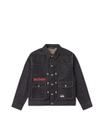Men Jacket Leopard Embroidery Denim Indigo