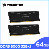 Acer 宏碁 Predator PallasII DDR5-6000 64GB超頻桌上型記憶體 黑色(32G*2 CL30)