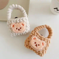 Plush Knitting Bear Bag Shell For Airports 1 2 Pro/Airpods 3 Pro 2 Headset Case Fluffy Bluetooth Earphone Charging Box Cover