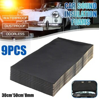 9pcs 30x50x0.8cm Car Sound Mat Proofing Deadener Heat Noise Insulation Deadening Mat Hood Closed Cell Foam Accessories