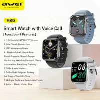 Awei H26 Smart Watch Men Answer Call 1.95inch Fitness Sport Tracker Bracelet Calculator Women Smartwatch Gift for Apple Android