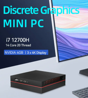 BEBEPC Mini PC Discrete Graphics 4G I7-12700H 3 4K  60Hz Display Dual DDR4 32GB M.2 SSD 1TB SIM 4G LTE Office Desktop Computer
