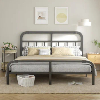 King Size Bed Frame with Headboard and Frames Foundation Quiet and 14 Inch King Bed