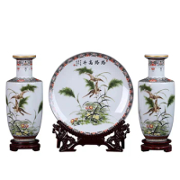Antique Jingdezhen Ceramic Vase Set Classical Chinese Landscape Patterns Traditional Handmade Vase Flower Vases Porcelain Vase